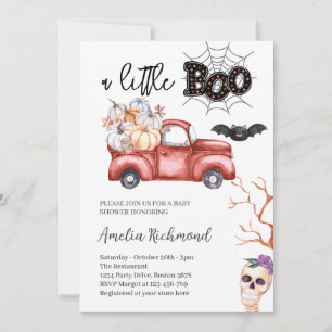 Invitación Un pequeño boo Camioneta Roja de Calabaza Baby Sho