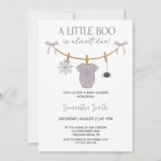 Invitación Un Pequeño Boo Casi Se Debe A Baby Shower (Anverso)
