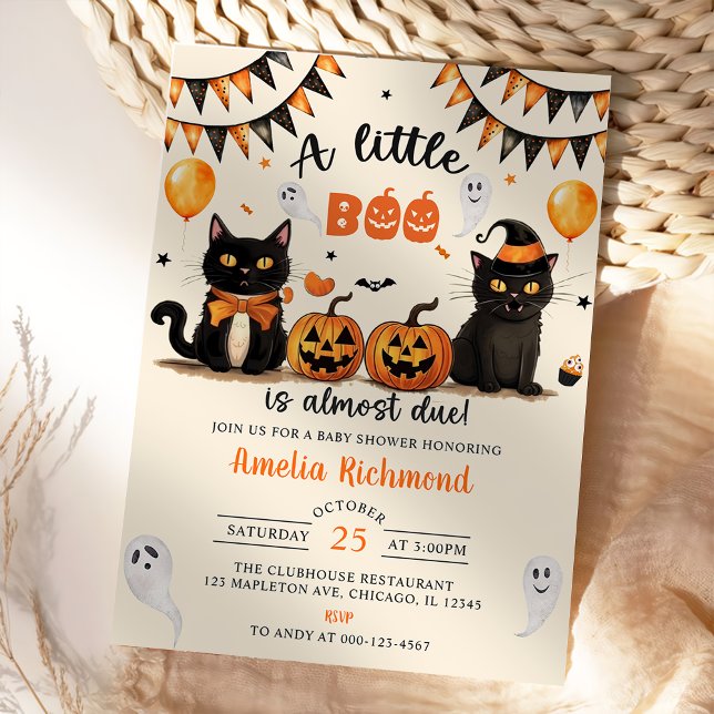 Invitación Un Pequeño Boo Casi Se Debe A Halloween De Gato Ne (Subido por el creador)
