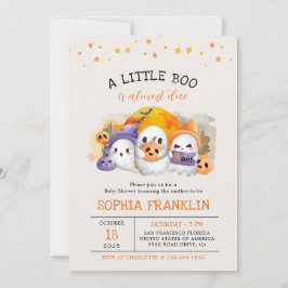 Invitación Un pequeño boo de Halloween dulce fantasma Baby Sh