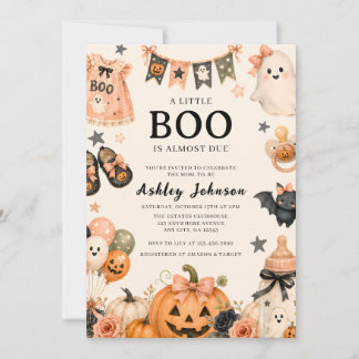 Invitación Un pequeño Boo está a punto de llegar Rosa Hallowe