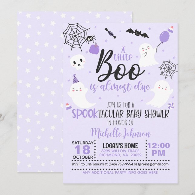 Invitación Un pequeño Boo está a punto de ser vencido - Chica (Anverso / Reverso)