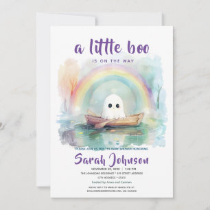 Invitación Un Pequeño Boo Está En Camino Del Baby Shower Púrp