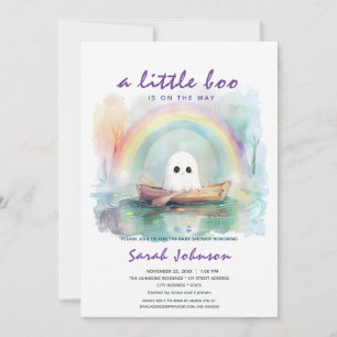 Invitación Un Pequeño Boo Está En Camino Del Baby Shower Púrp