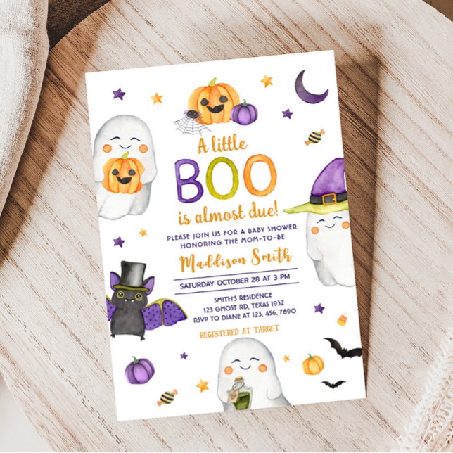 Invitación Un pequeño Boo Fantasma Baby Shower (Halloween Baby Shower Invitation)