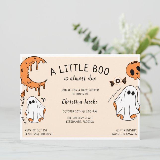 Invitación Un pequeño Boo Fantasma Baby Shower (Anverso de pie)