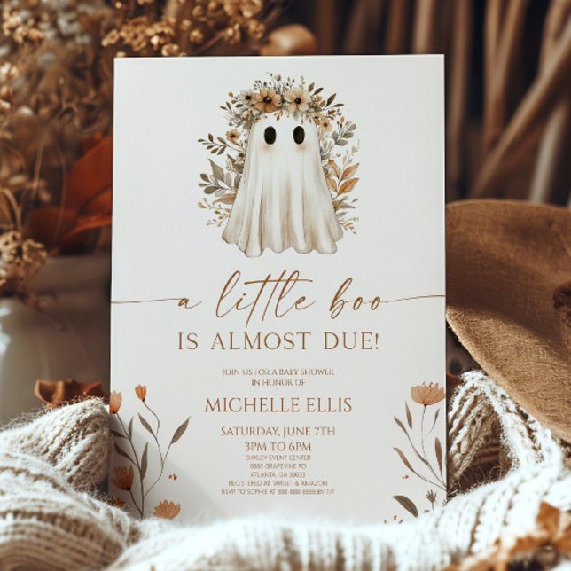 Invitación Un pequeño Boo Fantasma Flor salvaje Baby Shower (Subido por el creador)