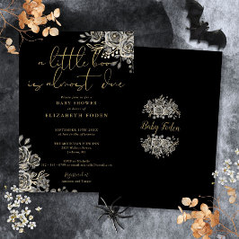Invitación Un pequeño Boo Gothic Floral Halloween Baby Shower