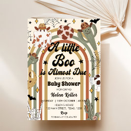Invitación Un pequeño Boo Groovy Cactus Halloween Baby Shower