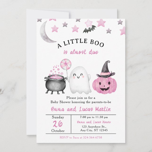 Invitación Un pequeño Boo lindo Baby Shower de Halloween (Anverso)