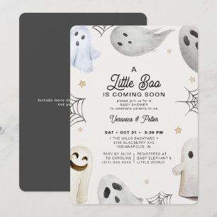 Invitación Un pequeño Boo Neutral Gray Halloween Baby Shower
