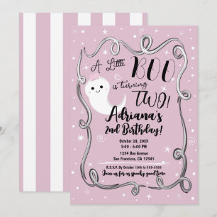 Invitación Un pequeño Boo que cumple 2 DOS Fantasma de Hallow