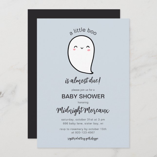 Invitación Un Pequeño Boo Se Debe Casi A La Baby Shower De Ha (Anverso / Reverso)
