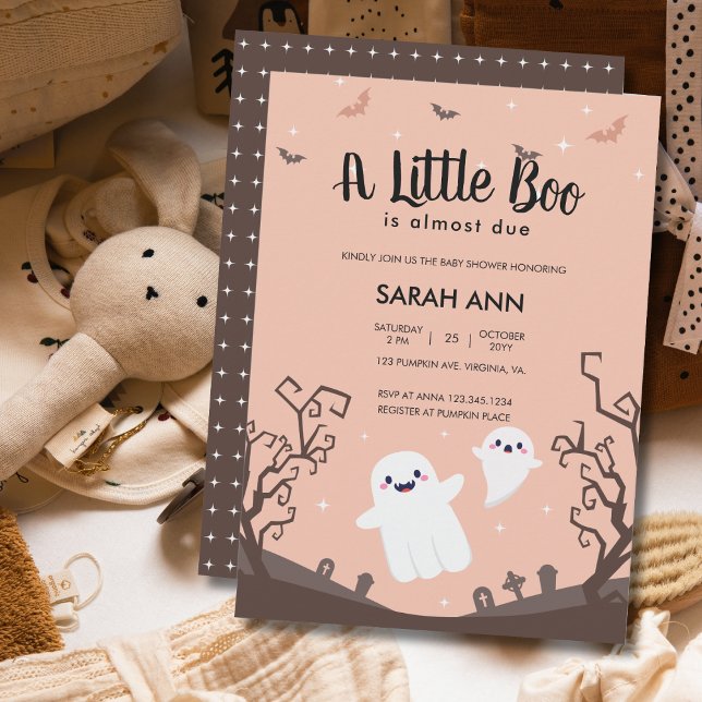 Invitación Un pequeño bote se debe casi al fantasma de Baby S (A Little Boo Is Almost Due Baby Shower Ghost Invitation)