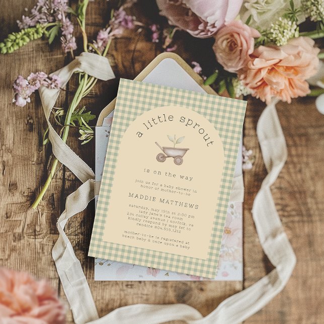 Invitación Un pequeño brote está en camino a Baby Shower (Little Sprout Baby Shower Invitation)