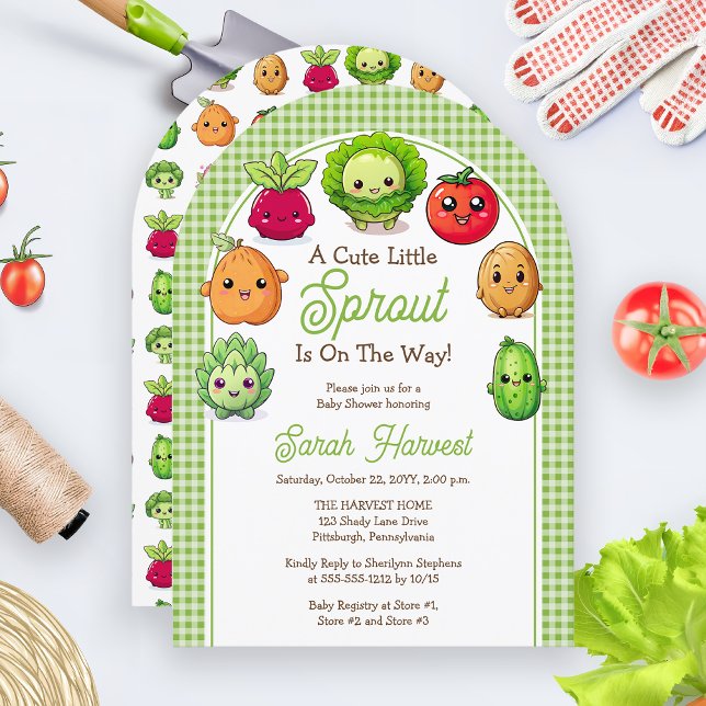 Invitación Un pequeño brote lindo está en camino a Baby Showe ("A Cute Little Sprout Is On The Way!" Baby Shower Invitation - Print | Digital Download)