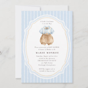 Invitación Un pequeño caballero de arco vintage baby shower