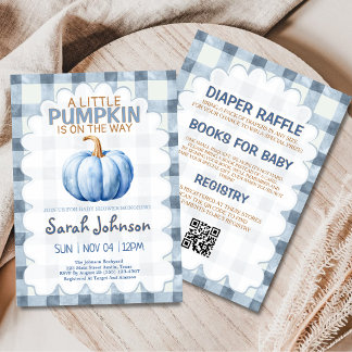 Invitación Un pequeño calabacín está en camino Azul Baby Show