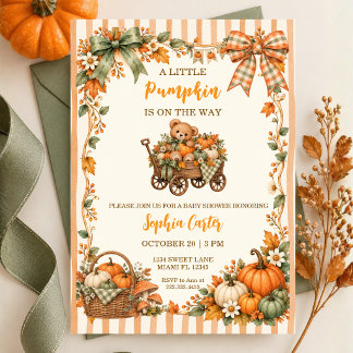 Invitación Un pequeño calabacín está en camino Oso Baby Showe