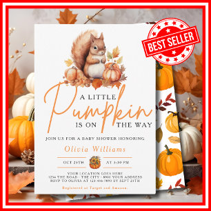 Invitación Un pequeño calabacín Otoño Squirrel Baby Shower