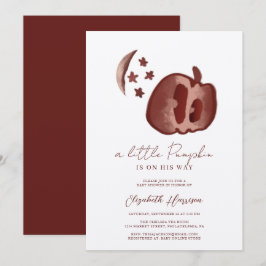 Invitación Un pequeño calabaza azul acuarela niño niño ducha 