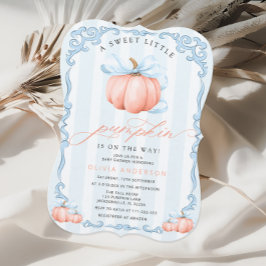 Invitación Un pequeño calabaza Azul Bow Fall Boy Baby Shower