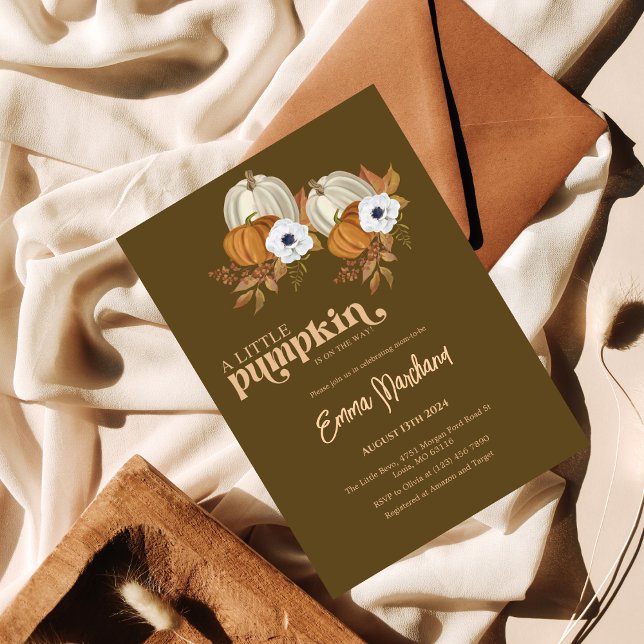 Invitación Un pequeño calabaza bebé ducha calabaza flor (Subido por el creador)