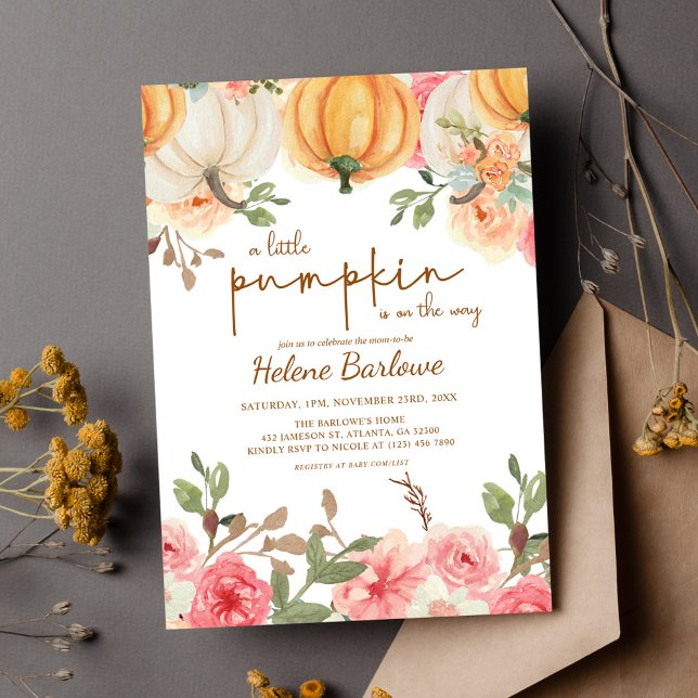 Invitación Un pequeño calabaza Boho Rústico Cae Baby Shower (A Little Pumpkin Boho Rustic Fall Baby Shower Invitation)