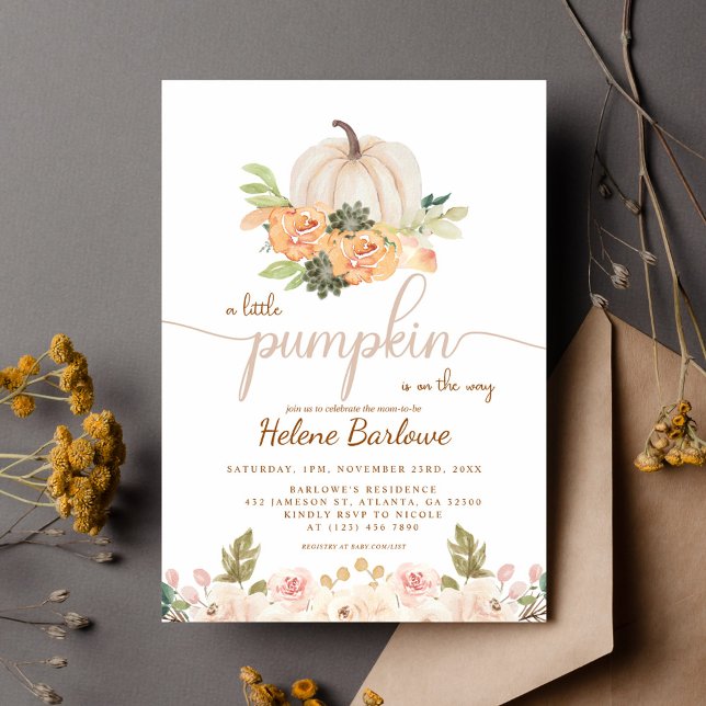 Invitación Un pequeño calabaza cae en el Boho Baby Shower (A Little Pumpkin Fall Boho Baby Shower Invitation)