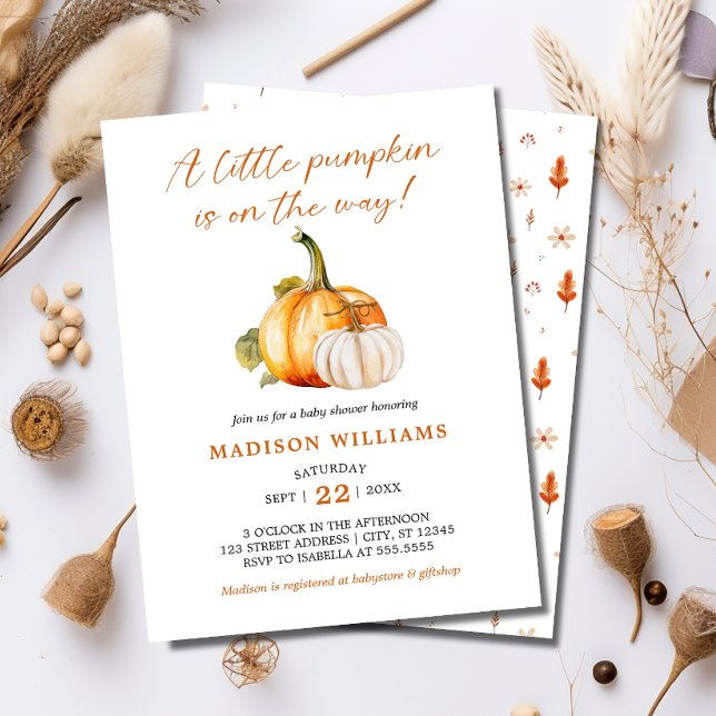 Invitación Un pequeño calabaza Cae en el otoño de Baby Shower (Subido por el creador)