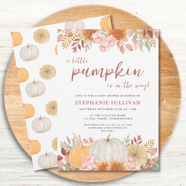 Invitación Un pequeño calabaza cae en el otoño de Baby Shower (Subido por el creador)