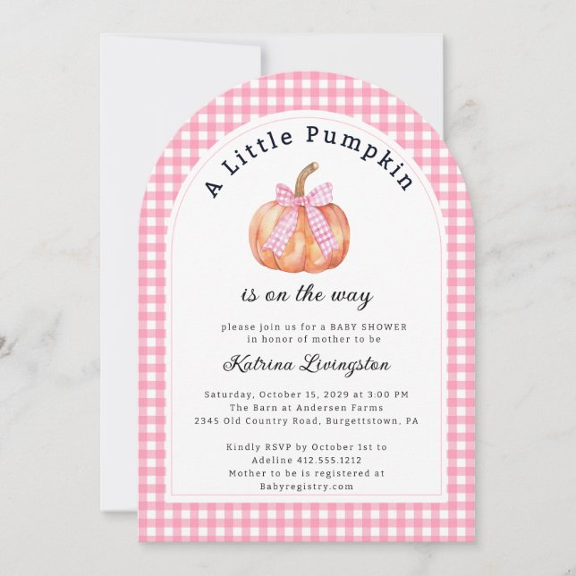 Invitación Un pequeño calabaza casi está aquí Baby Shower (Anverso)