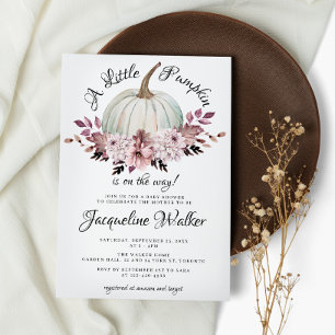 Invitación Un pequeño calabaza de otoño elegantes flores mora