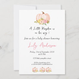 Invitación Un pequeño calabaza en el otoño de la floral Baby 