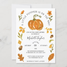 Invitación Un pequeño calabaza en el otoño de la floral Baby 