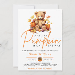 Invitación Un pequeño calabaza en el otoño de la floral Baby 