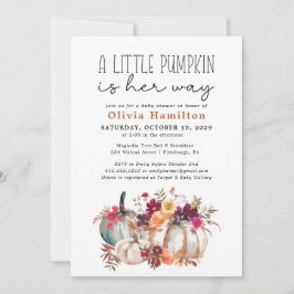 Invitación Un pequeño calabaza en el otoño de la floral Baby 