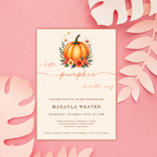 Invitación Un pequeño calabaza en el otoño de la floral Baby 