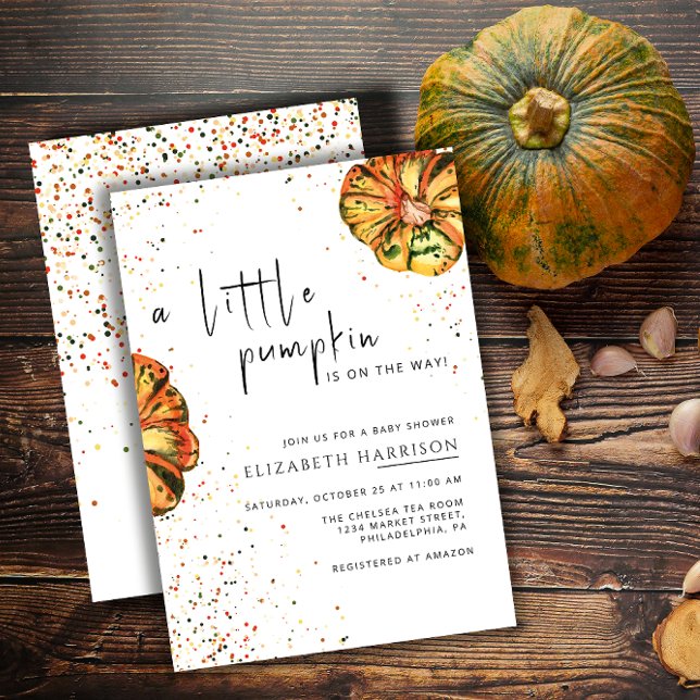 Invitación Un pequeño calabaza en el otoño de la floral Baby  (Subido por el creador)