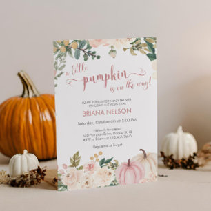 Invitación Un pequeño calabaza en el otoño de la floral Baby 