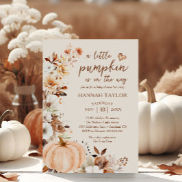 Invitación Un pequeño calabaza en el otoño de la floral Baby