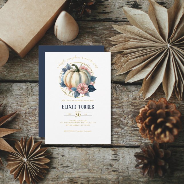 Invitación Un pequeño calabaza en el otoño de la floral Baby  (Subido por el creador)