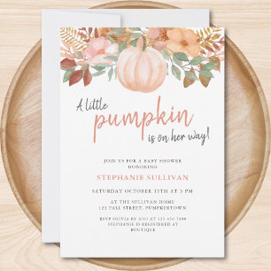 Invitación Un pequeño calabaza en el otoño de la floral Baby
