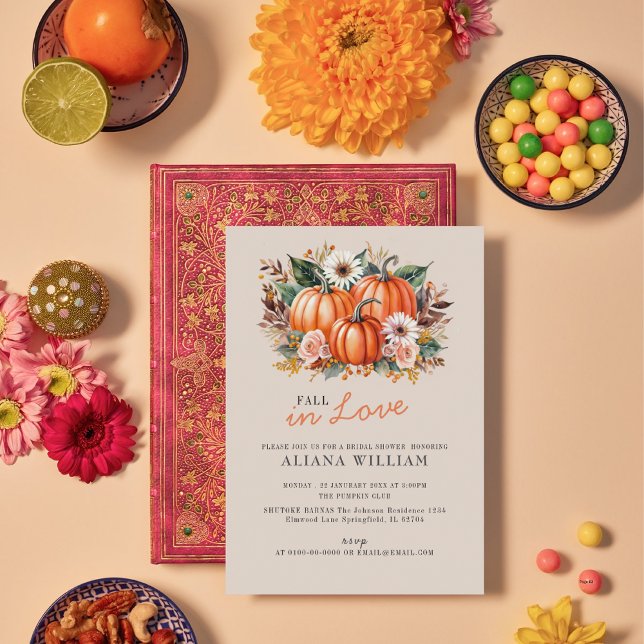 Invitación Un pequeño calabaza en el otoño de la floral Baby  (Subido por el creador)
