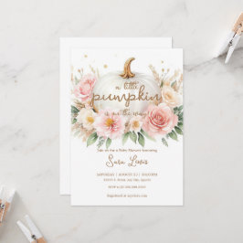 Invitación Un pequeño calabaza en el otoño de la floral Baby