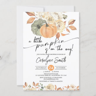Invitación Un pequeño calabaza en el otoño de la floral Baby