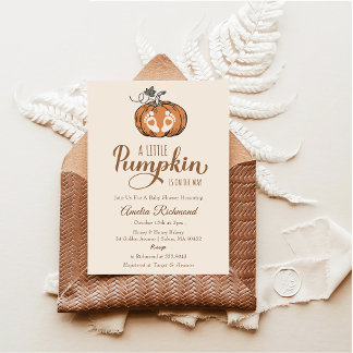 Invitación Un Pequeño Calabaza Está En Camino De Fiesta De Ba