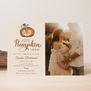 Invitación Un Pequeño Calabaza Está En Camino De Fiesta De Ba