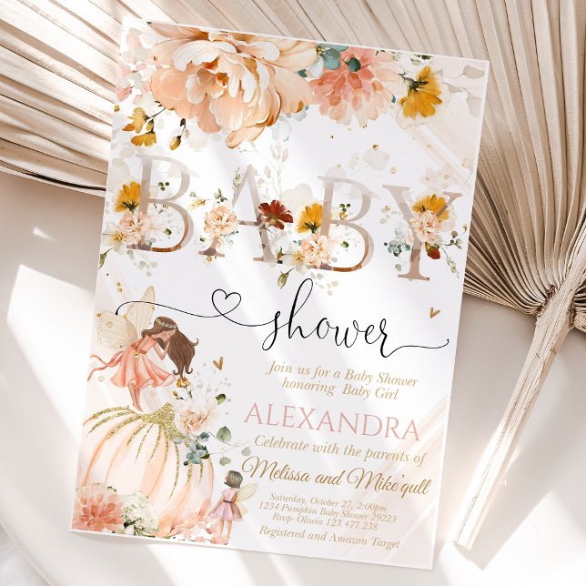 Invitación Un Pequeño Calabaza Está En Camino De La Invitació (A charming pumpkin-themed baby shower invitation featuring the text "A Little Pumpkin Is On The Way")