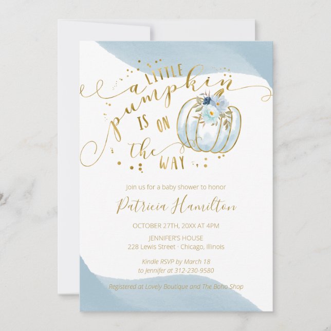 Invitación Un Pequeño Calabaza Está En El Camino Del Niño Bab (Anverso)